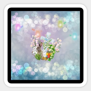 Sweet easter design with bunny and cross Sticker